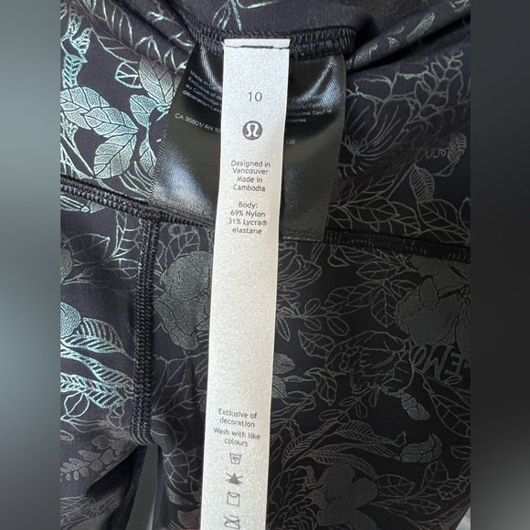 Lululemon Wunder Train High-Rise Tight Blk & Green Iridescent Foil Size 10 NWT - Picture 5 of 5